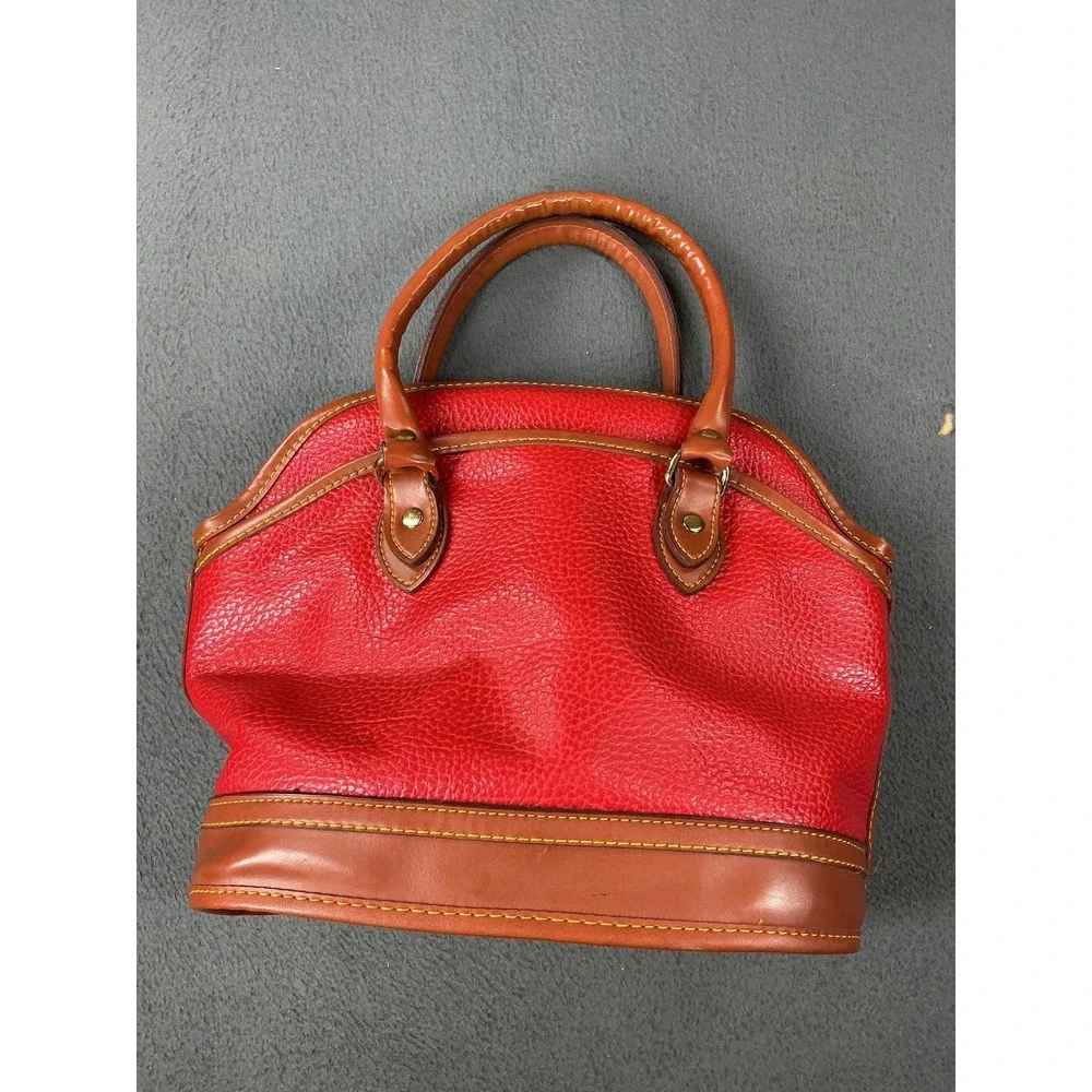 Vintage Dooney & Bourke‎ All Weather Leather Satchel Bag Womens Small Red AWL